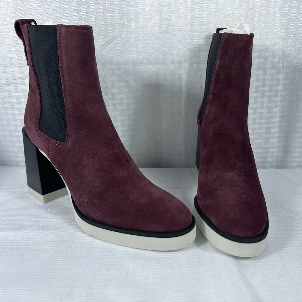 NIB Furla Greta Chelsea Boots Burgundy Suede Size 36 EU Made in Italy